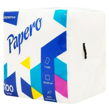 Papero White Napkins 24x24cm 100 sheets - buy, prices for Supermarket "Kharkiv" - photo 1