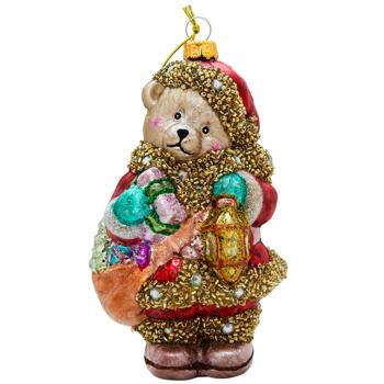 Украшение елочное Bona Di Мишка с подарками 14,5см - купить, цены на КОСМОС - фото 1