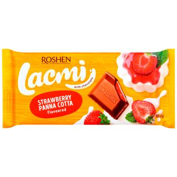 Шоколад молочний Roshen Lacmi зі смаком полуничної панакоти 90г - купити, ціни на Grono - фото 1