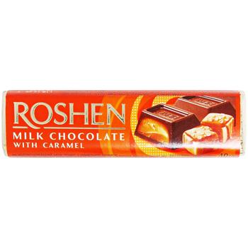 Батончик Roshen молочно-шоколадний з карамельною начинкою 40г - купити, ціни на КОСМОС - фото 1