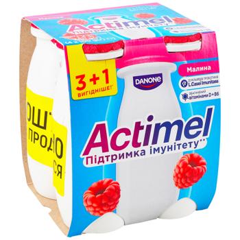 Продукт кисломолочный Actimel Малина 1,4% 100г х 4шт - купить, цены на Чудо Маркет - фото 1