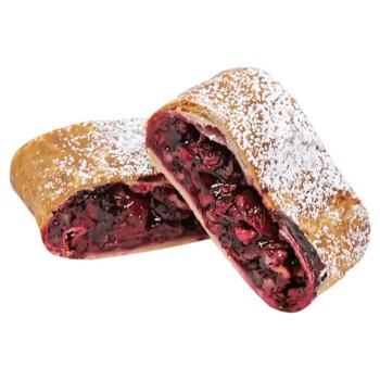 Cherry Strudel Made from Stretched Dough