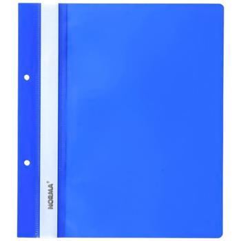 Папка-скоросшиватель Norma с перфорацией и прозрачным верхом синяя А5 - купить, цены на Auchan - фото 1