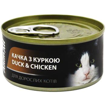 Корм вологий AnimAll Качка з куркою для дорослих котів 80г
