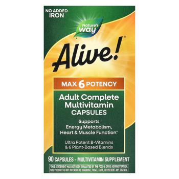 Мультивітаміни Nature's Way Alive! Max6 Potency без заліза 90 капсул - купити, ціни на Біотус - фото 2