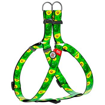 Waudog Nylon Harness for Dogs with QR Passport 50-80cm/20mm with Avocado Design