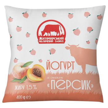 Йогурт Житомирский Молочный Завод Персик 1,5% 400г - купить, цены на Auchan - фото 1