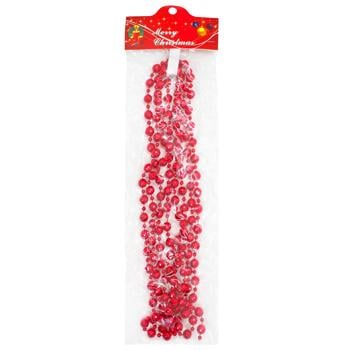 Ожерелье на елку красное 10мм*2,7м