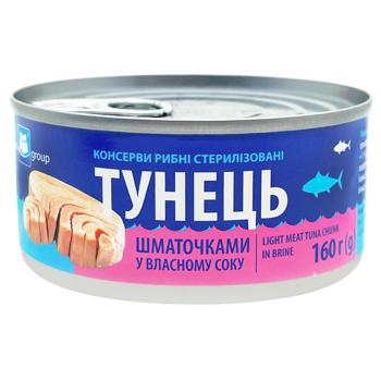 Eurogroup Tuna Slices in Own Juice 160g - buy, prices for COSMOS - photo 1
