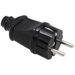 Вилка прямая с заземлением черная