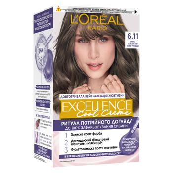 L'Oréal Paris Excellence Cool Creme Hair Color 6.11 Ultra-ash Вark Blonde - buy, prices for Auchan - photo 1