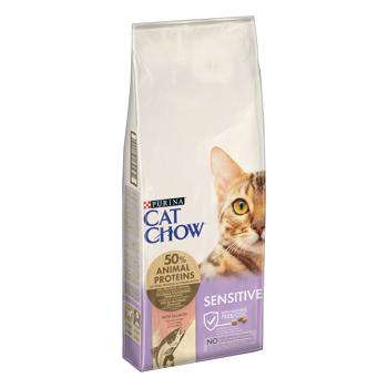 Корм сухой Cat Chow Sensitive с лососем для взрослых кошек с чувствительной кожей и пищеварением 15кг - купить, цены на MasterZoo - фото 3