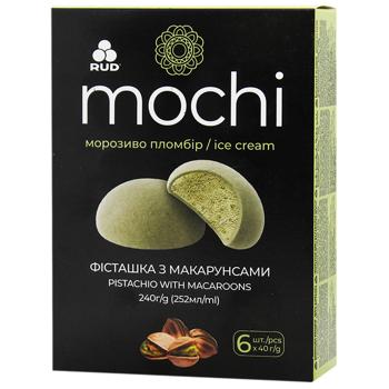 Мороженое Рудь Mochi пломбир фисташка с макарунсами 6шт 40г - купить, цены на - фото 2