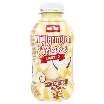 Напій молочний Muller Mullermilch Shake Білий шоколад - кокос 3,4% 400мл - купити, ціни на КОСМОС - фото 1