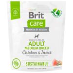 Корм сухой Brit Care Sustainable с курицей и насекомыми для взрослых собак средних пород 1кг