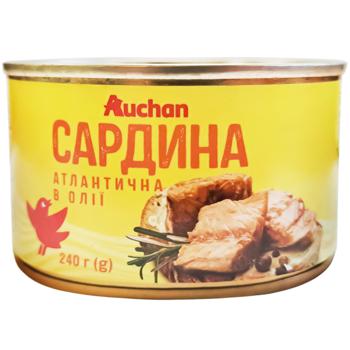 Сардина Ашан атлантична в олії 240г - купити, ціни на Auchan - фото 1