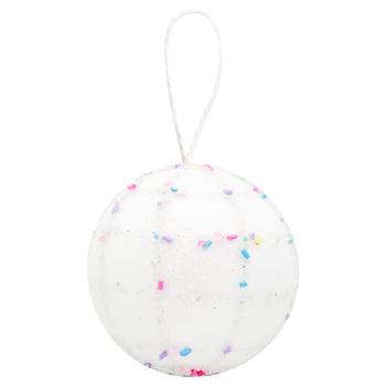 White Christmas Tree Ball with Rectangular Beaded Pattern 8cm