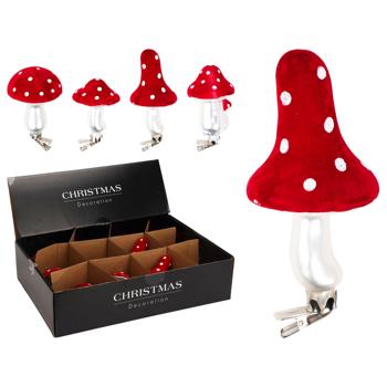 Прикраса Мухомор на кліпсі 10см в асортименті