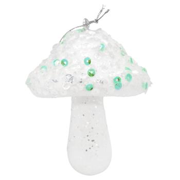 Прикраса ялинкова Гриб 8*6 см з присипкою арт. JS-24049-8 9245 И651 - купити, ціни на КОСМОС - фото 1