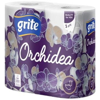 Grite Orchidea 3-ply Toilet Paper 4pcs - buy, prices for MegaMarket - photo 1