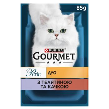 Корм вологий Gourmet Perle Duo з телятиною та качкою для котів 85г - купити, ціни на Чудо Маркет - фото 2