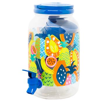 Zed Jar with Tap 3.8l + 4 Glasses Fruit Mix Set for Drinks - buy, prices for EKO Market - photo 1