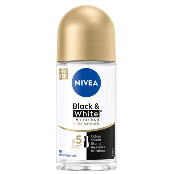 Антиперспирант шариковый Nivea Black&White Invisible Гладкий шелк 50мл - купить, цены на КОСМОС - фото 1