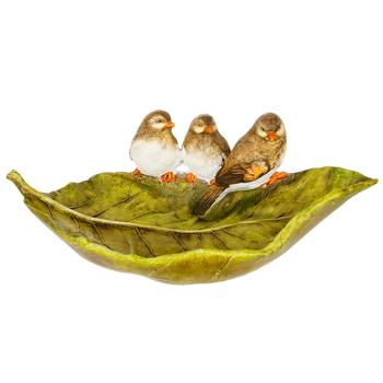 Bona Di Leaf Shaped Stand with Birds 26.5x17.5x10cm