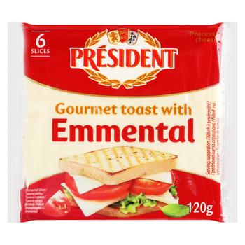 President Emmental for sandwich processed cheese 40% 120g