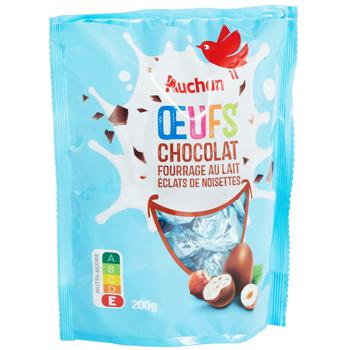 Auchan Chocolate Eggs Candies with Milk Filling and Hazelnut Pieces 200g - buy, prices for Auchan - photo 1