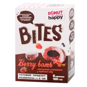 Міні-пончики Donut Worry Be Happy з начинкою з лісових ягід 6шт 150г