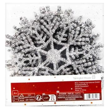 Набор снежинок Tarrington House серебряный 11см 6шт