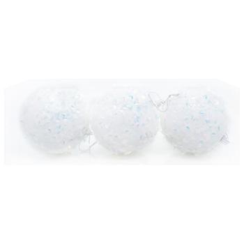 White Christmas Balls in Petals 8cm 3pcs - buy, prices for Tavria V - photo 1
