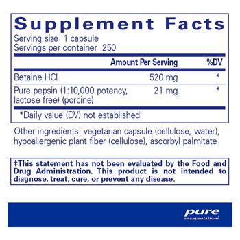 Pure Encapsulations Betaine HCI and Pepsin 250 capsules - buy, prices for Biotus - photo 2