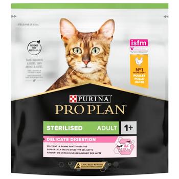 Pro Plan Sterilised Delicate Digestion Adult 1+ cухий корм для котів 400 г - курка - купить, цены на MasterZoo - фото 1
