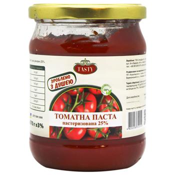 Паста томатная Tasty 25% 470г - купить, цены на ULTRAMARKET - фото 1