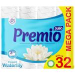 Туалетний папір Диво Premio Waterlily 3-шаровий 32шт