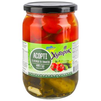 Khutorok Cucumbers and Tomatoes Assorted Vegetables 720ml 680g - buy, prices for Epicentr FOOD - photo 1