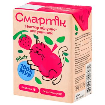 Smartik Apple-Strawberry Nectar with Pulp and Sugar 200ml - buy, prices for COSMOS - photo 1