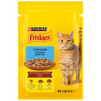 Корм влажный Friskies с лососем для кошек 85г - купить, цены на КОСМОС - фото 1