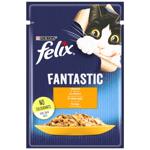 Корм вологий Felix Fantastic з куркою для дорослих котів 85г