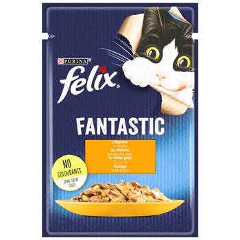 Корм влажный Felix Fantastic с курицей для взрослых кошек 85г - купить, цены на MasterZoo - фото 1
