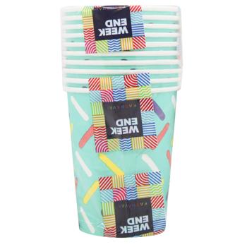 Набір стаканів одноразових Weekend папір 250мл 10шт - купити, ціни на КОСМОС - фото 1