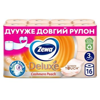 Туалетная бумага Zewa Deluxe Персик 3-слойная 16шт - купить, цены на - фото 1