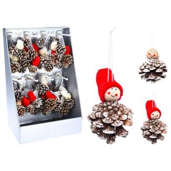 Koopman Pinecone with Figurine Pendant 11cm in assortment