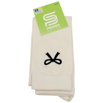 Гольфи Premier Socks підліткові з вишитим бантиком р.23-25 молочний