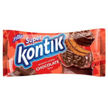 Konti Super Kontik Sandwich Cookies with Chocolate Flavor in Glaze 90g