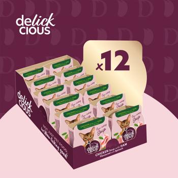 Суп Delickcious из курицы с ветчиной и добавлением шпината для кошек 80г - купить, цены на MasterZoo - фото 4