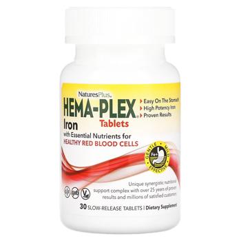 Natures Plus Hema-Plex Slow-Release Iron with Essential Nutrients 30 tablets - buy, prices for Biotus - photo 1