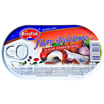Філе оселедця EvraFish в томатному соусі 170 г - купити, ціни на Епіцентр FOOD - фото 1